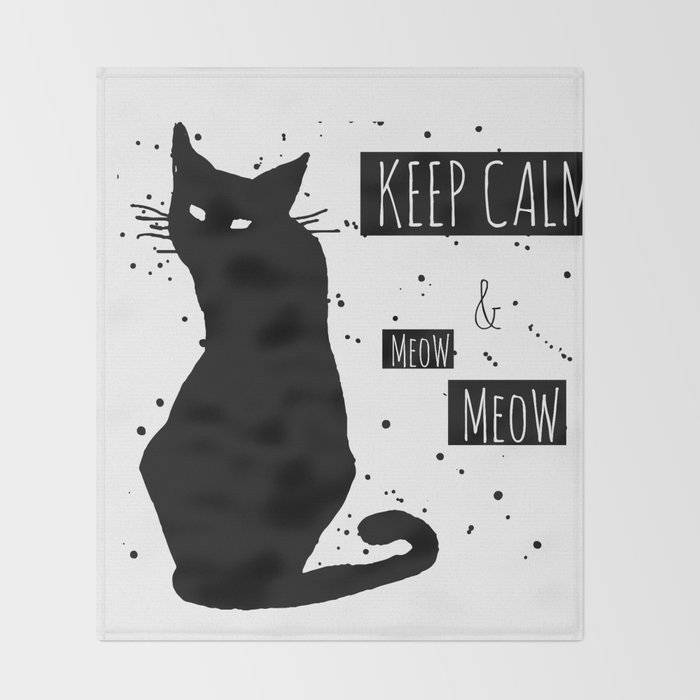 Hand Drawn Grange Black Cat Throw Blanket By Juliablnk Society6