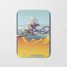 Retro Mountain Bike Poster/ Illustration / fine art print MY AIR MILES Bath Mat | Sassanfilsoof, Mountainbiker, Whistler, Mountainbikeart, Bmx, Graphicdesign, Popart, Revelstoke, Cyclingposter, Stuntriding 