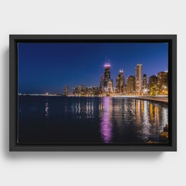 Blue Chicago night Framed Canvas