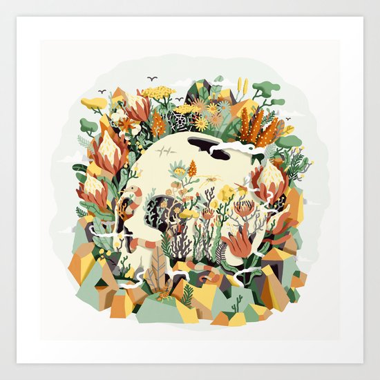 Skull & Fynbos Art Print