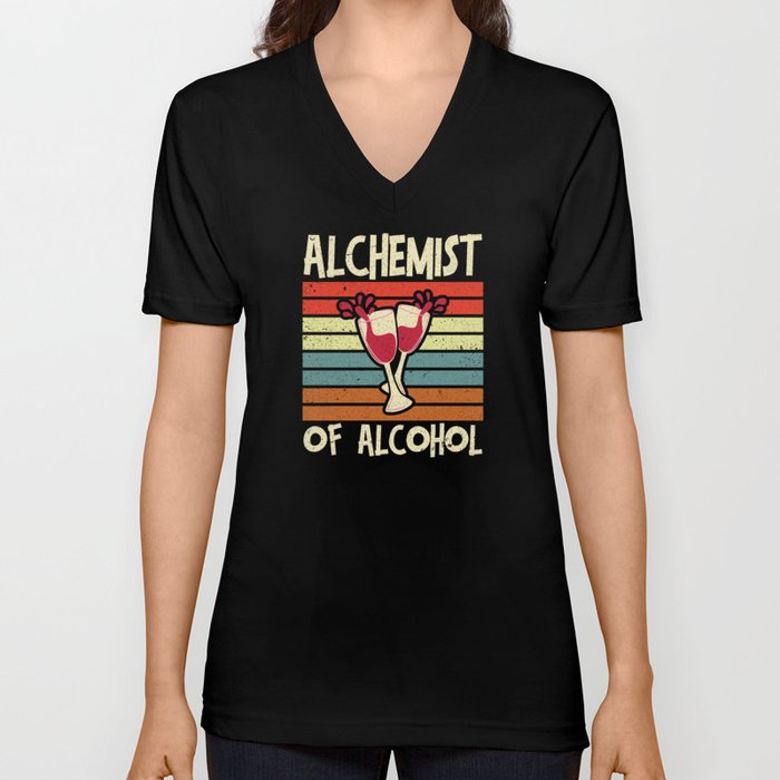 Alchemist of Alcohol Cocktail Barkeeper V Neck T Shirt