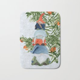 Gnomes for the Holidays Bath Mat | Darkblue, Nature, Englishyewtree, Snowflakes, Hygge, Redorange, Home, Wintersolstice, Snow, Gardengnomes 