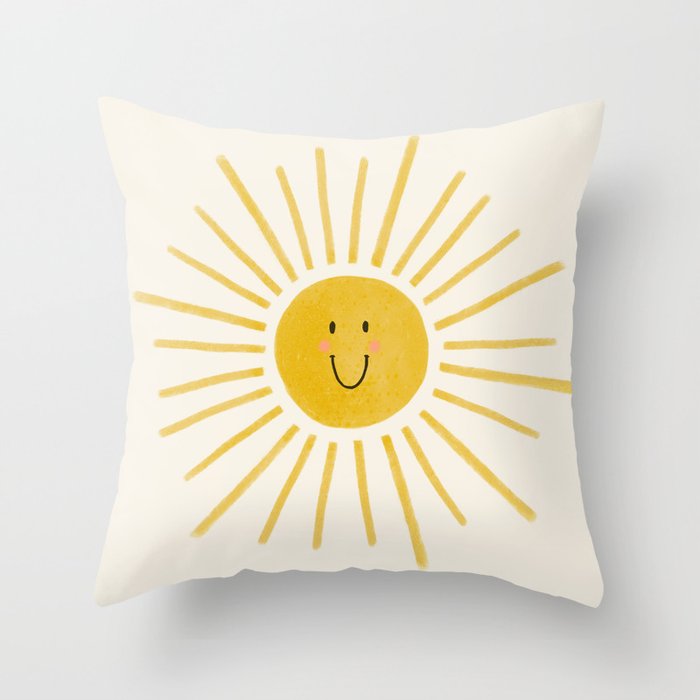 Smiley Sunshine Throw Pillow