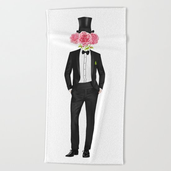 Gentleman with flowers Beach Towel