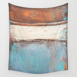 Copper and Blue Abstract Wall Tapestry