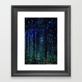 Magical Woodland Gerahmter Kunstdruck | Trees, Milkyway, Fantasy, Blue, Glowing, Christmas, Decor, Glow, Home, Stars 