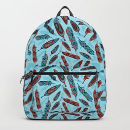 Tlingit Feathers Blue Backpack