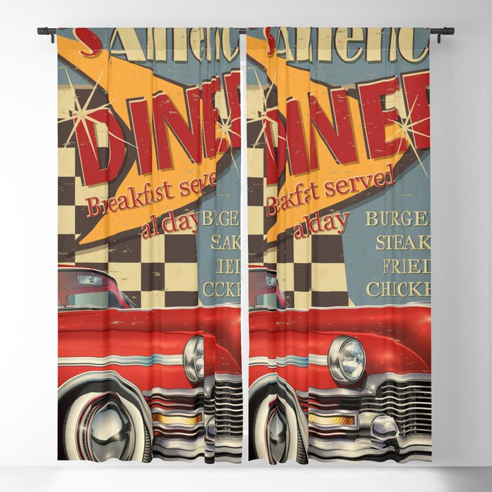 American Diner vintage poster. Blackout Curtain