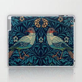 William Morris Blue Bird Wall Paper Pattern Vintage Bird and Floral Pattern Victorian Blue Bird Wall Paper Laptop Skin