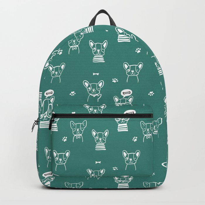 Green Blue and White Hand Drawn Dog Puppy Pattern Backpack