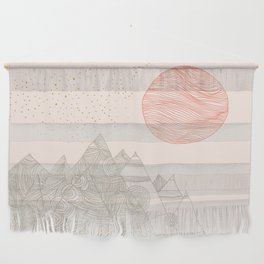 Mountains, Stars and Super Moon - Blush Wall Hanging