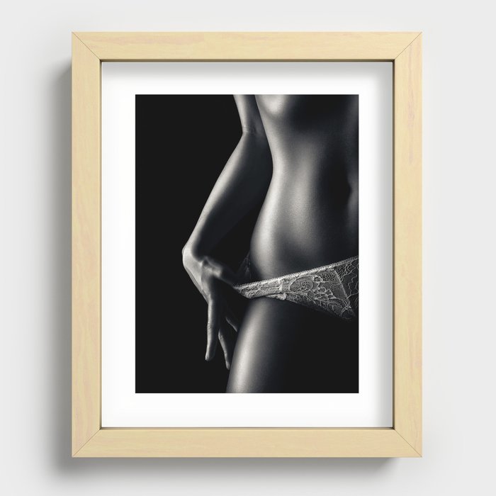Woman in pantie closeup 2 Recessed Framed Print