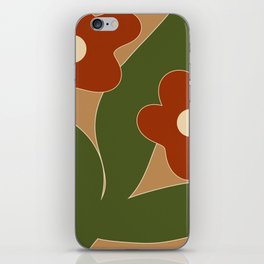 Mid century abstract garden green and burnt orange iPhone Skin