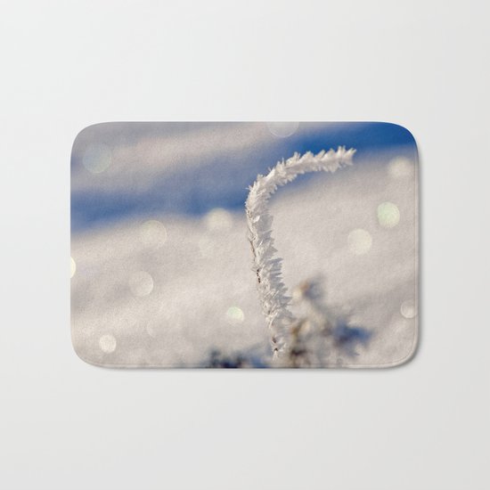 Sparkling hoar frost I Winter Snow Ice Sun Bath Mat