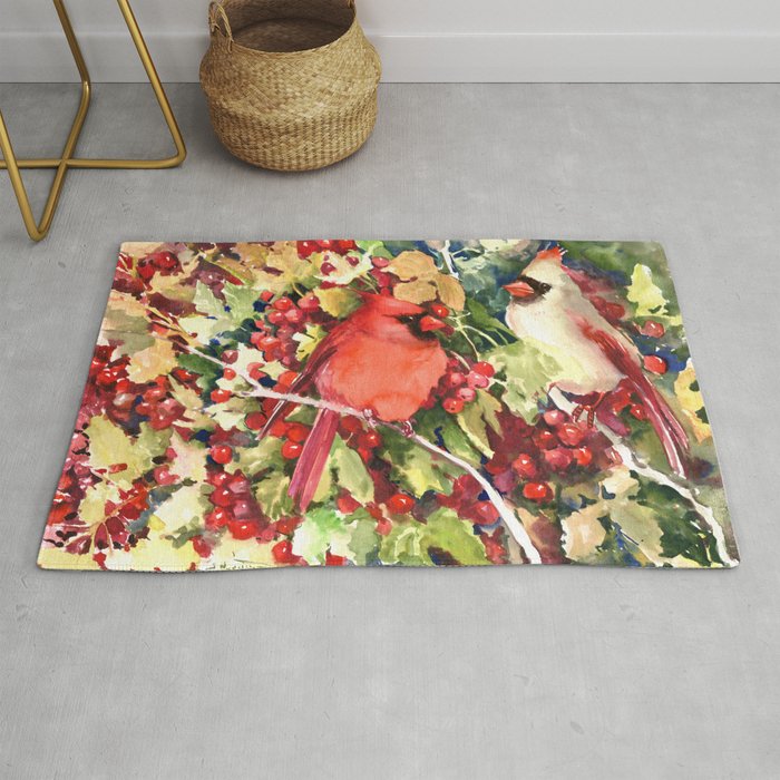 Cardinals in the Woods Rug