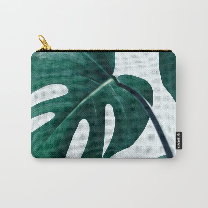 Monstera Tropical Photography Digital Art, Minimal Nature Jungle Botanical Leaves Carry-All Pouch