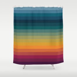 Colorful Abstract Vintage 70s Style Retro Rainbow Summer Stripes Shower Curtain