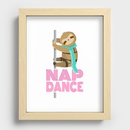 Funny Nap Dance Neon Sign Cute Sloth Pole Dancer Recessed Framed Print