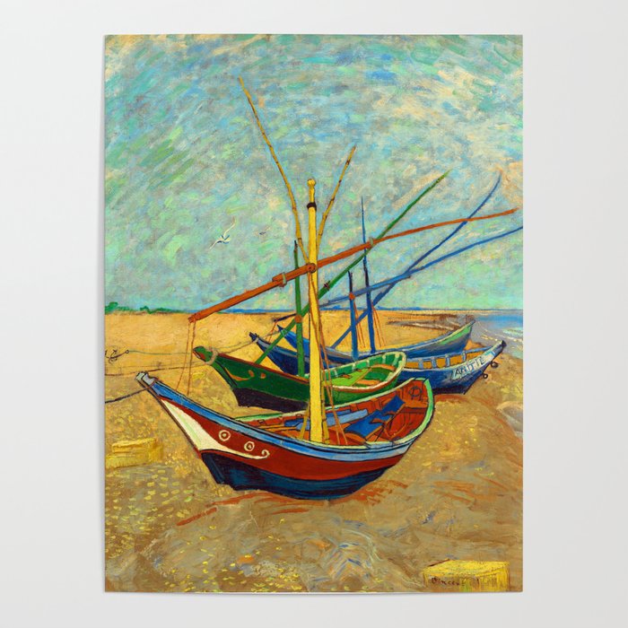 Fishing Boats on the Beach at Les Saintes-Maries-de-la-Mer, 18 by Vincent van Gogh Poster