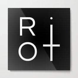 Riot Typography with Inverted Cross Metal Print