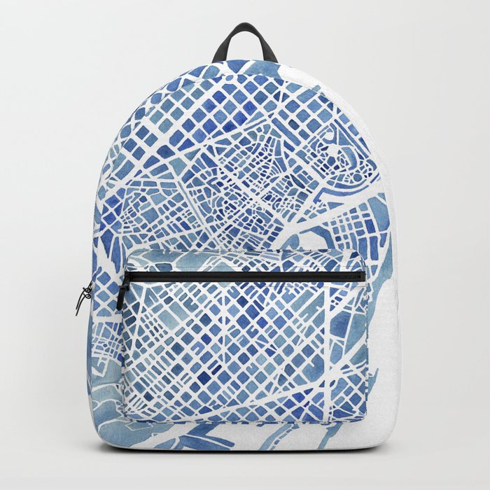 Barcelona Blueprint Watercolor City Map Backpack