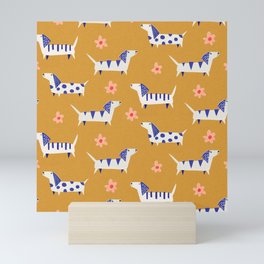 Cute Dachshund Dog pattern Mini Art Print