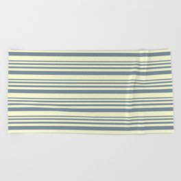 [ Thumbnail: Light Slate Gray & Light Yellow Colored Lined Pattern Beach Towel ]