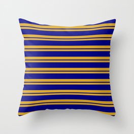 [ Thumbnail: Goldenrod & Blue Colored Striped/Lined Pattern Throw Pillow ]