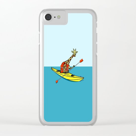 Giraffe Sea Kayaking Clear iPhone Case