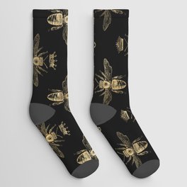 Black & Gold Queen Bee Pattern Socks