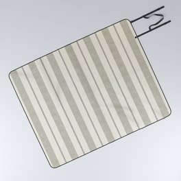 ivy stripes - cream and olive green Picnic Blanket