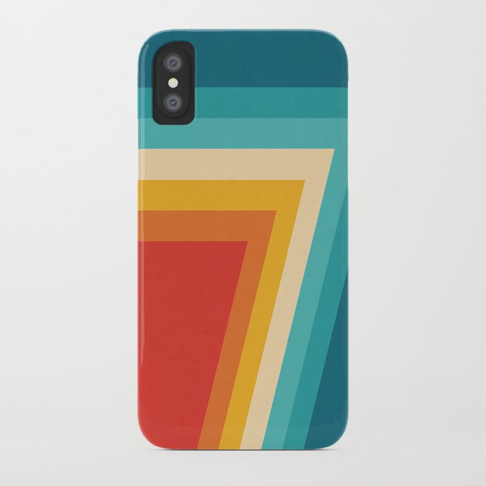 colorful retro stripes - 70s, 80s abstract design iphone case
