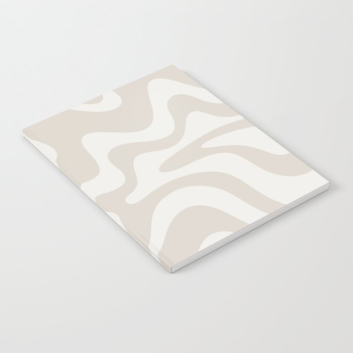 Liquid Swirl Contemporary Abstract Pattern in Mushroom Cream Notebook