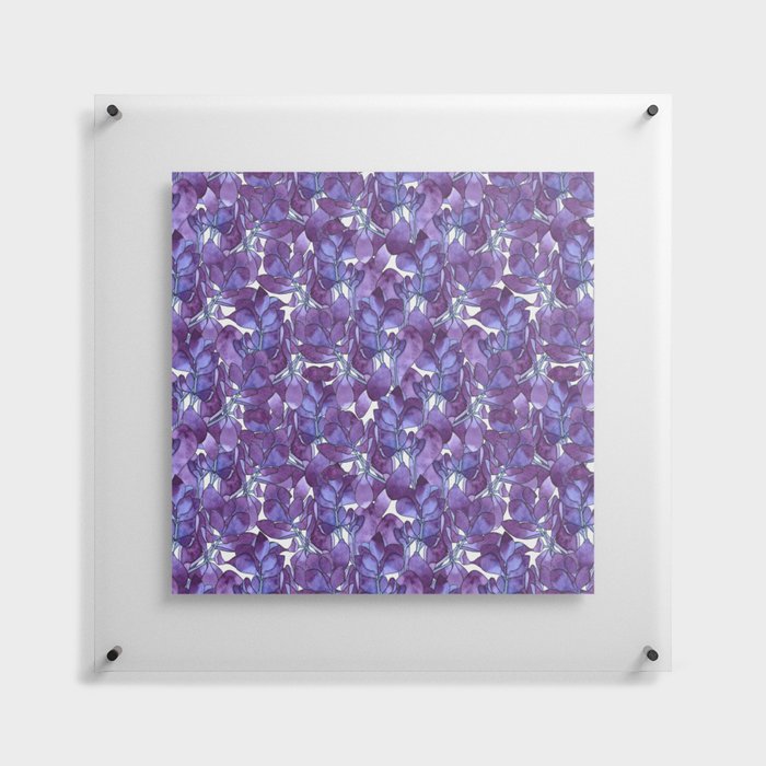 Botanical Purple Violet Pattern Floating Acrylic Print