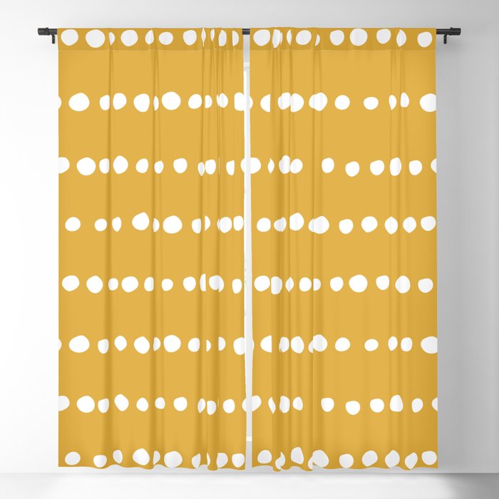 Spotted, Mustard Yellow, Boho Prints Blackout Curtain