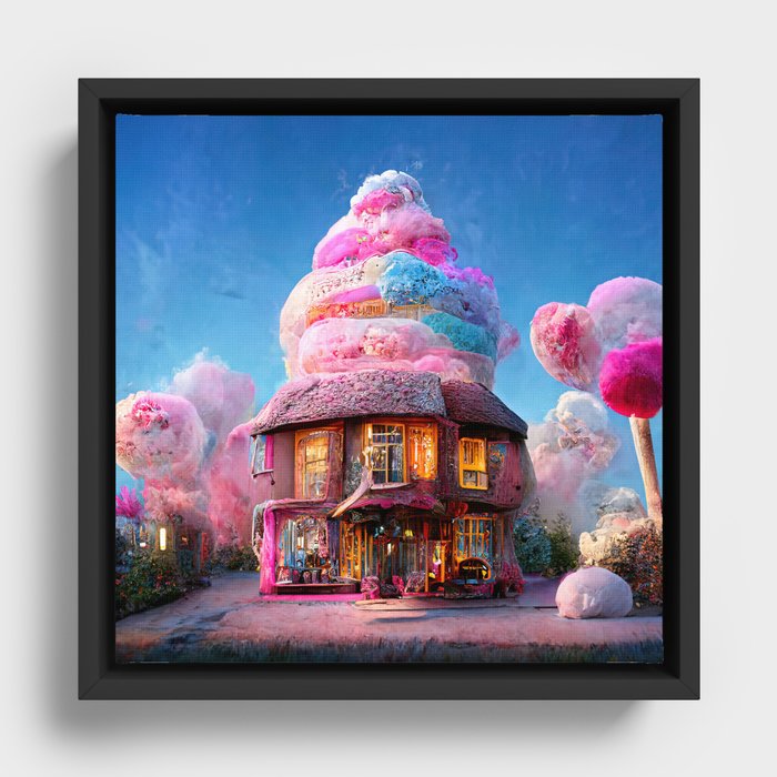 Cotton Candy House Framed Canvas