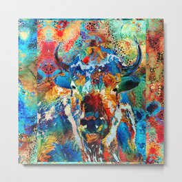 Colorful Wild Buffalo Art by Sharon Cummings Metal Print