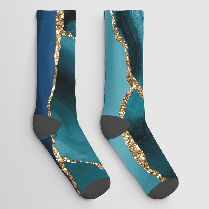 Ocean Blue Mermaid Marble Socks