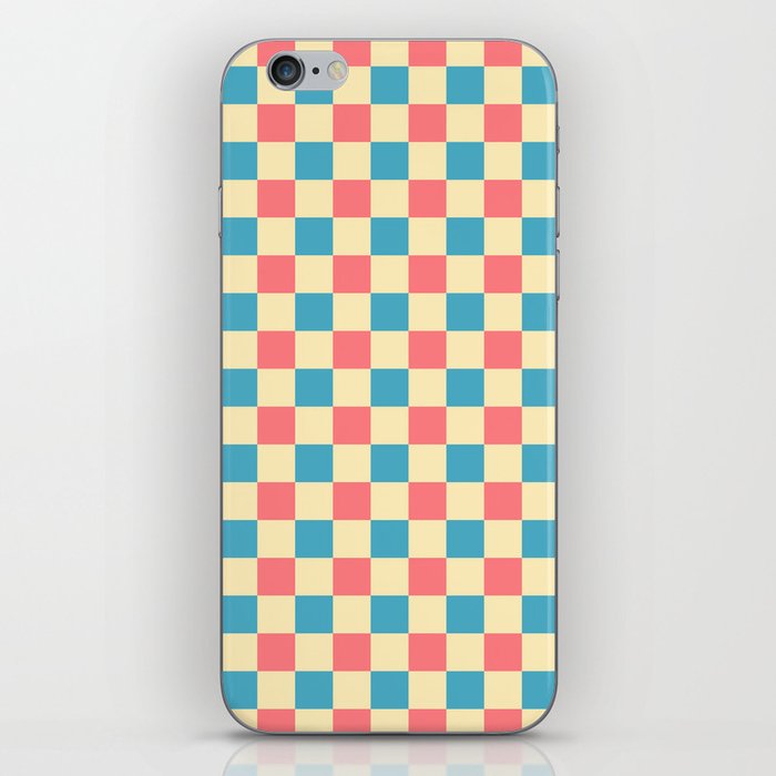 Combi Checkerboard - teal coral yellow iPhone Skin