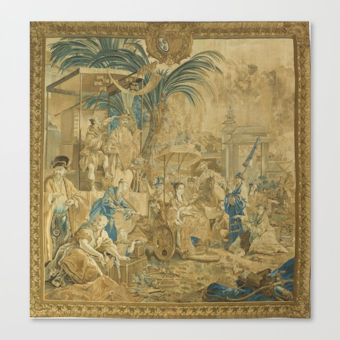 Antique 18th Century 'Chinese Fair' French Beauvais Tapestry Francois Boucher Canvas Print