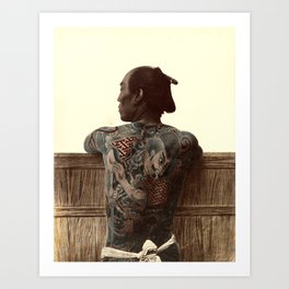Kusakabe Kimbei - Japanese Tattoo - Original old vintage retro Photography from Japan -  Photo of Sa Art Print
