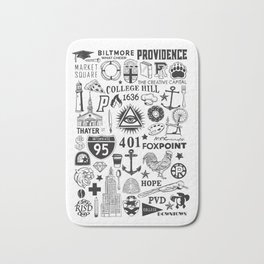 Providence Rhode Island Print Bath Mat | Pencil, Drawing, Design, Ri, Providence, Poster, Biltmore, Rhodeisland, Anchor, City 