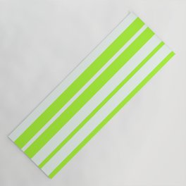 [ Thumbnail: Light Green and Mint Cream Colored Stripes Pattern Yoga Mat ]