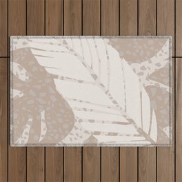 Terrazzo Style Tropical Palm Leaves Outdoor Rug