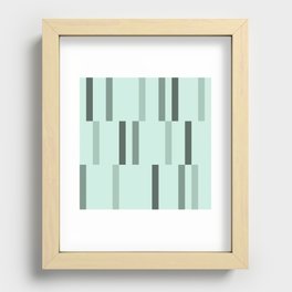 Retro Abstract Art Lines Light Mint Green Recessed Framed Print