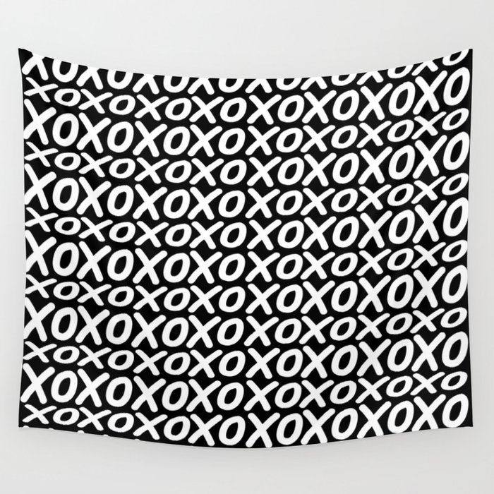 Black and white Hugs and kisses Valentine gift Wall Tapestry