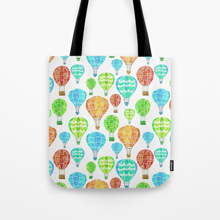 Hot Air Balloons Pattern - Green and Yellow Pallette Tote Bag