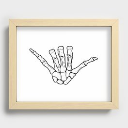 Surf Shaka sign. Hand drawn illustration of hand skeleton. Recessed Framed Print