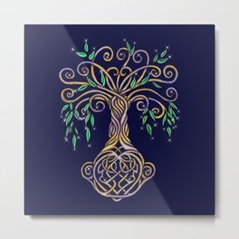 Celtic Tree of Life Nature Colored Metal Print