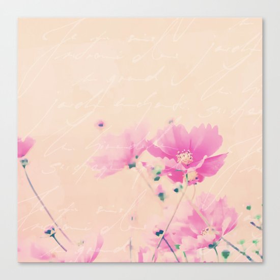 Pastel Pink Flowers mixed media art Canvas Print